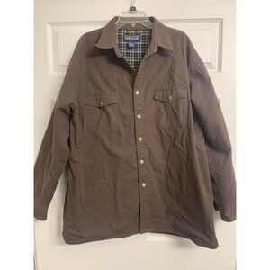 ShaverLake Brown Cotton Denim Jacket Size XL Full Snap Front Plaid